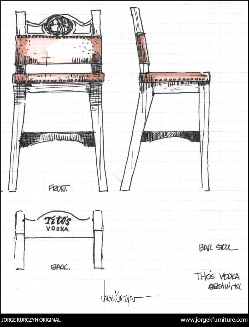Original Design - Jorge Kurczyn - Handcarved Bar Stool