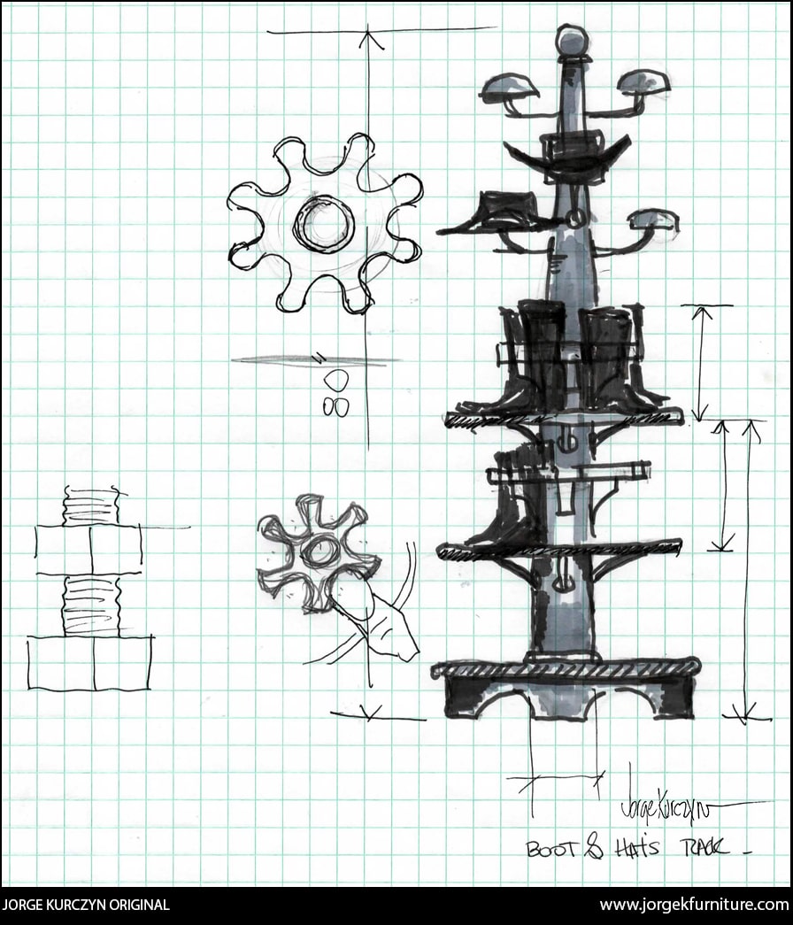 Original Design - Jorge Kurczyn - Hand Crafted Boot and Hat Rack